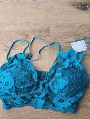 Anemone Teal Floral Lace Bralette